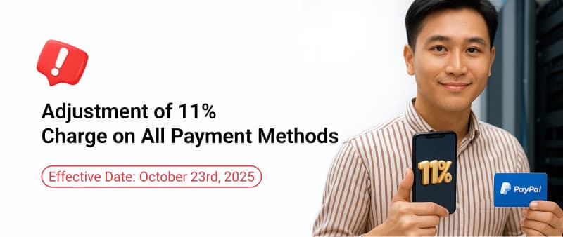 Adjustment of 11% Charge on All Payment Methods banner